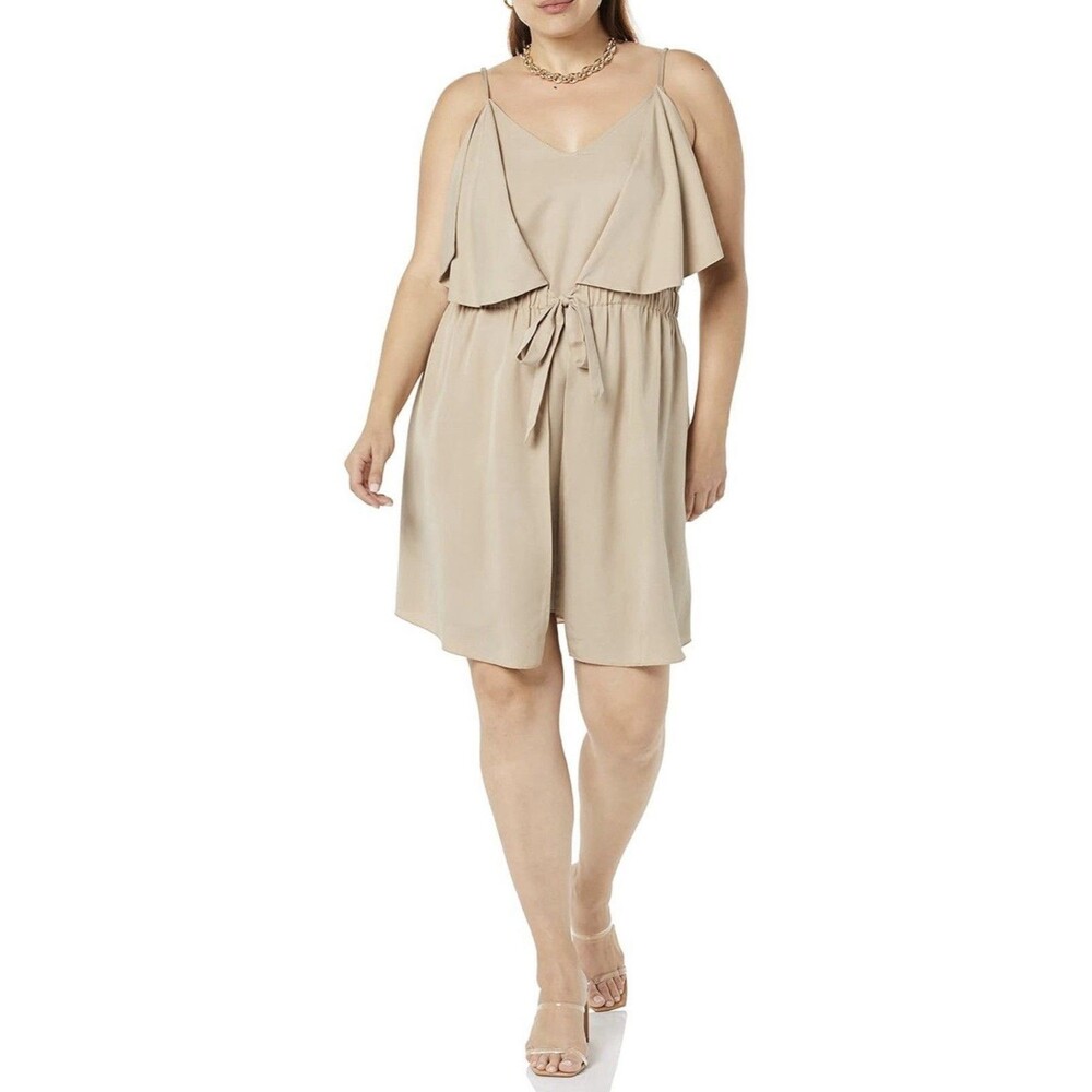 TEREA Women's Elise Double Layer Mini Dress Light Beige Plus Size 2XL NWT